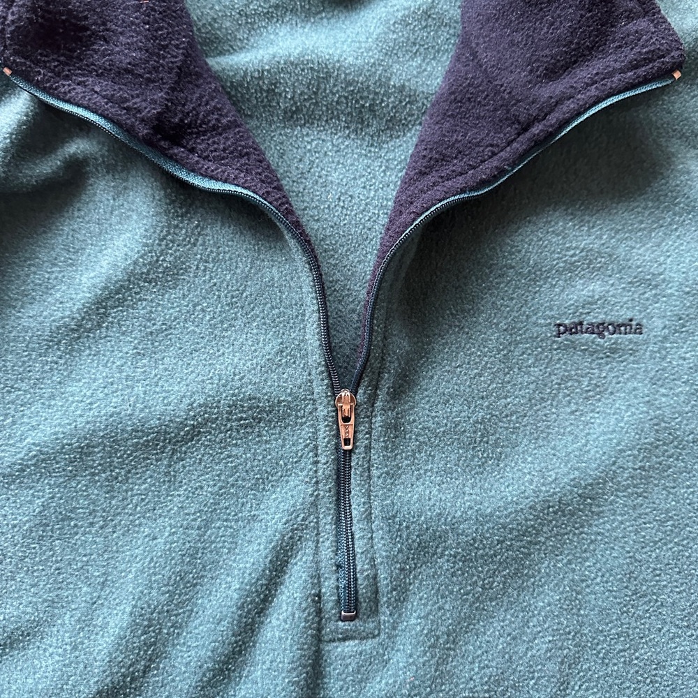 Vintage Patagonia Sweater XL Teal Capilene Fleece Quarter Zip USA 1/4 Pullover - Picture 9 of 9